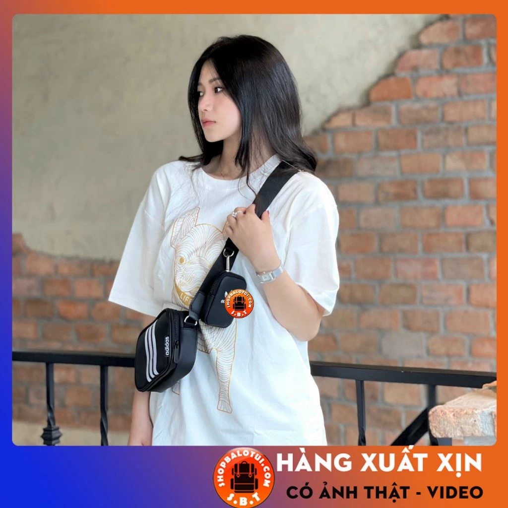 Túi Đeo Chéo Nam Nữ  Có Kèm Túi Nhỏ Thời Trang, Túi Đeo Hông Đựng Điện Thoại Ví Màu Đen Chống Nước 3LASOC