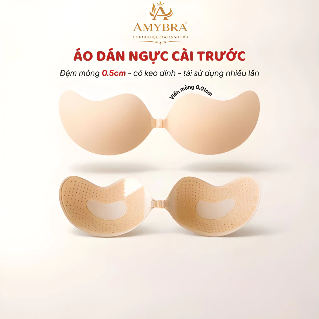 Áo Dán Ngực Mẫu Quả Xoài, Nâng Ngực Chất Liệu Đúc Su Cao Cấp, Miếng Dán Ngực Cài Trước AMYBRA D0129