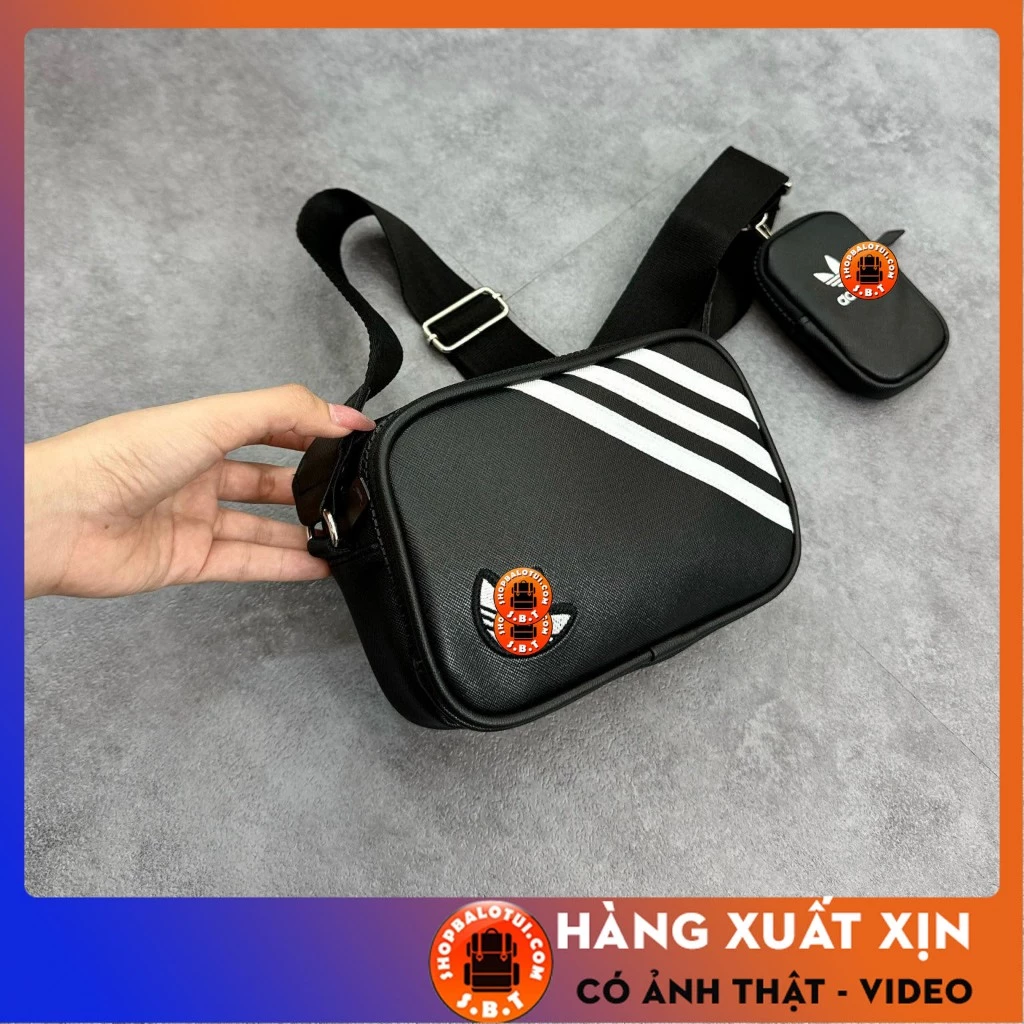 Túi Đeo Chéo Uniex Có Kèm Túi Nhỏ Cao Cấp Chống Nước Tốt, Túi Đeo Hông Đựng Điện Thoại Ví Màu Đen Ulzzang Hàn Quốc