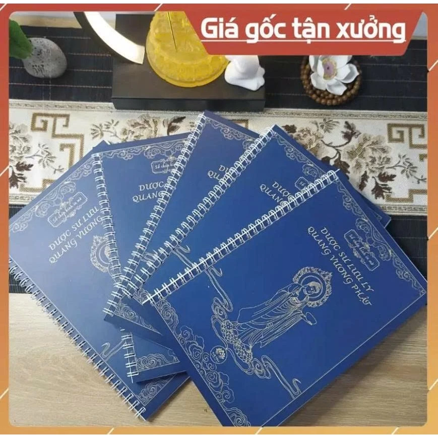 Sổ Chép Kinh Dược Sư lưu ly quang vương Phật, sổ chép kinh Dược Sư in chữ mờ loại cao cấp dày dặn ( TẶNG KÈM BÚT VIẾT)