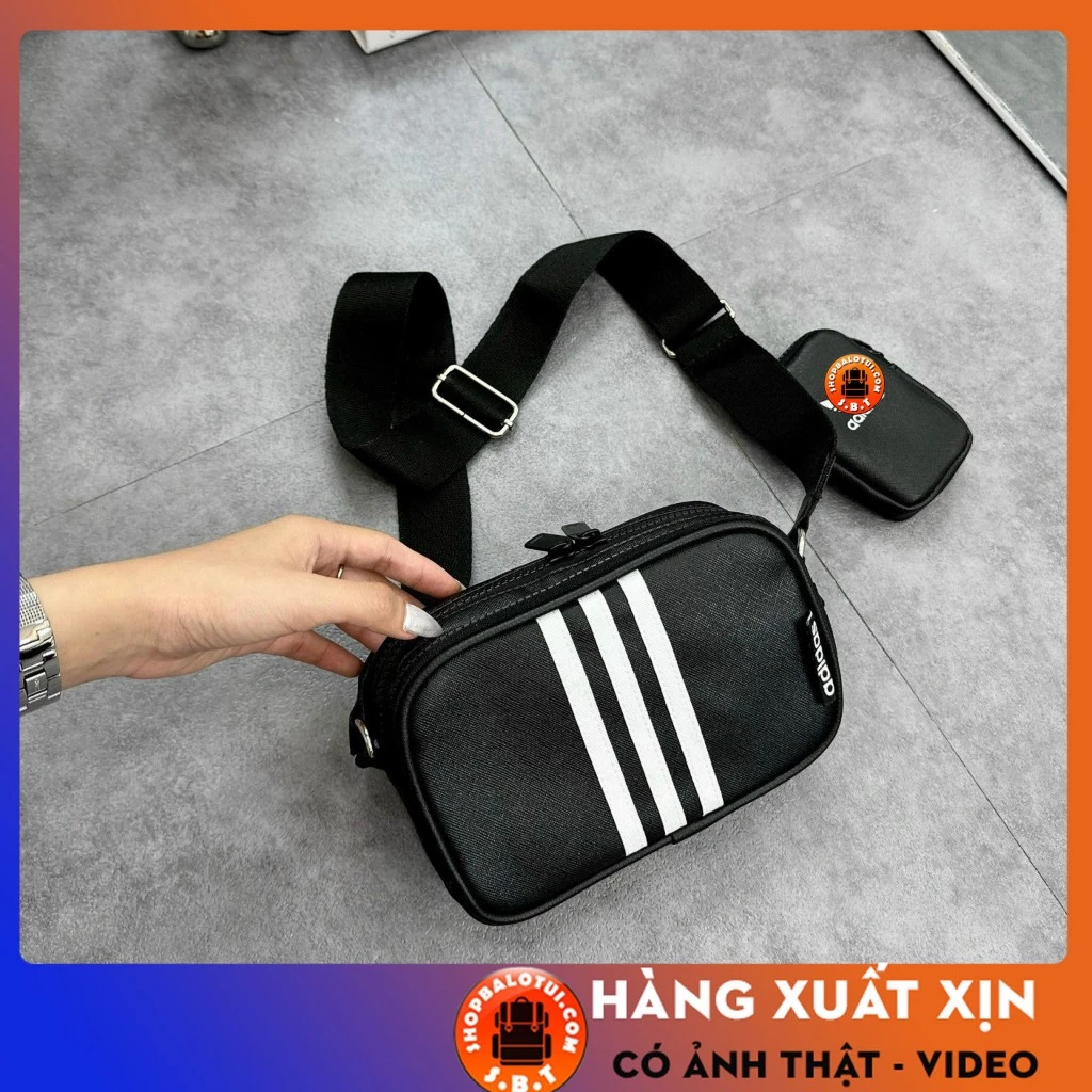 Túi Đeo Chéo Uniex Có Kèm Túi Nhỏ Ulzzang Hàn Quốc Cao Cấp, Túi Đeo Hông Đựng Điện Thoại Ví Màu Đen Chống Nước Tốt SOCLA