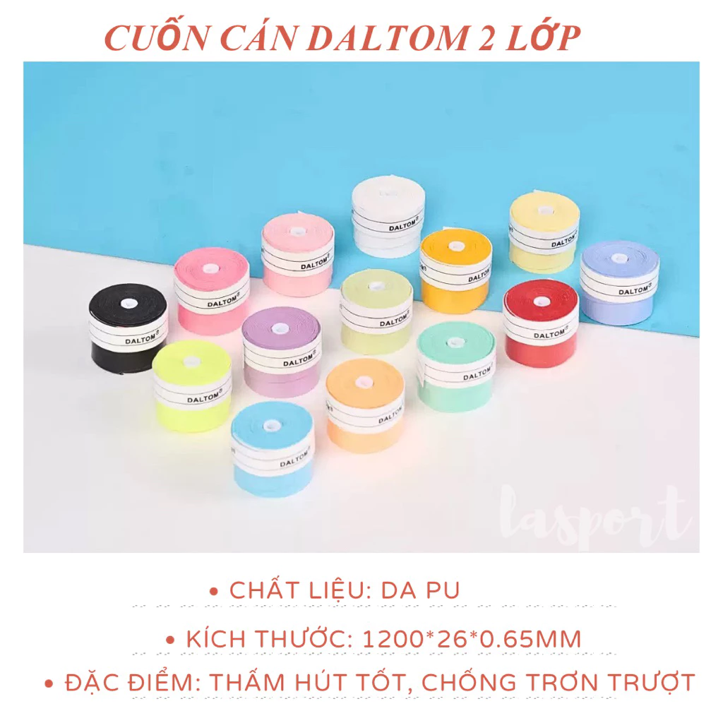 Quấn cán DALTOM 2 lớp hàng chính hãng, quấn cán vợt cầu lông, pickleball siêu bám tay, thấm hút mồ hôi