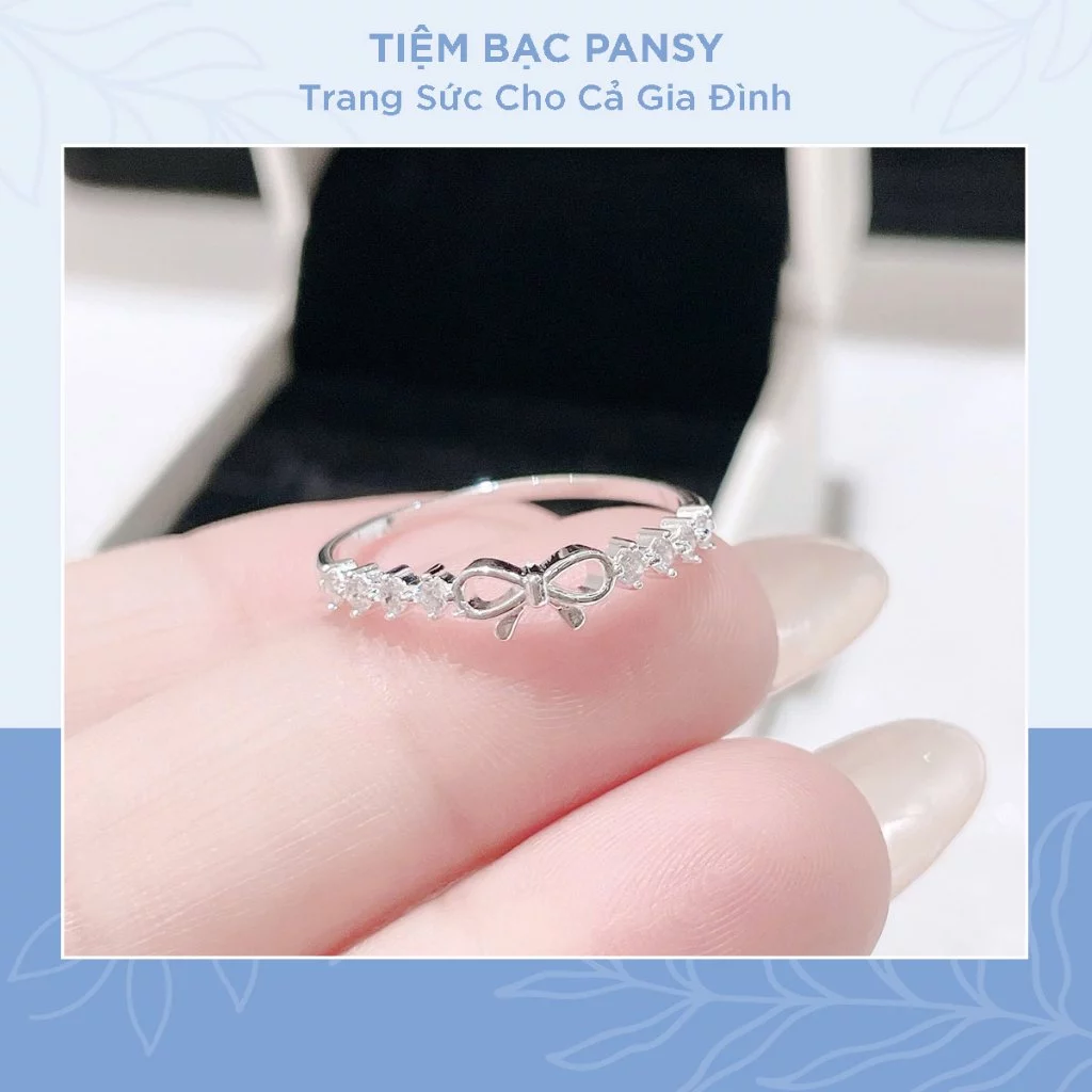 Nhẫn nữ thắt nơ bassic nhỏ xinh bạc ta PANSY