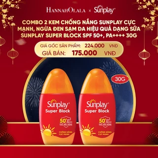 [KOL] Combo 2 Kem chống nắng Sunplay cực mạnh, ngừa đen sạm da hiệu quả dạng sữa Sunplay Super Block SPF 50+, PA++++ 30g