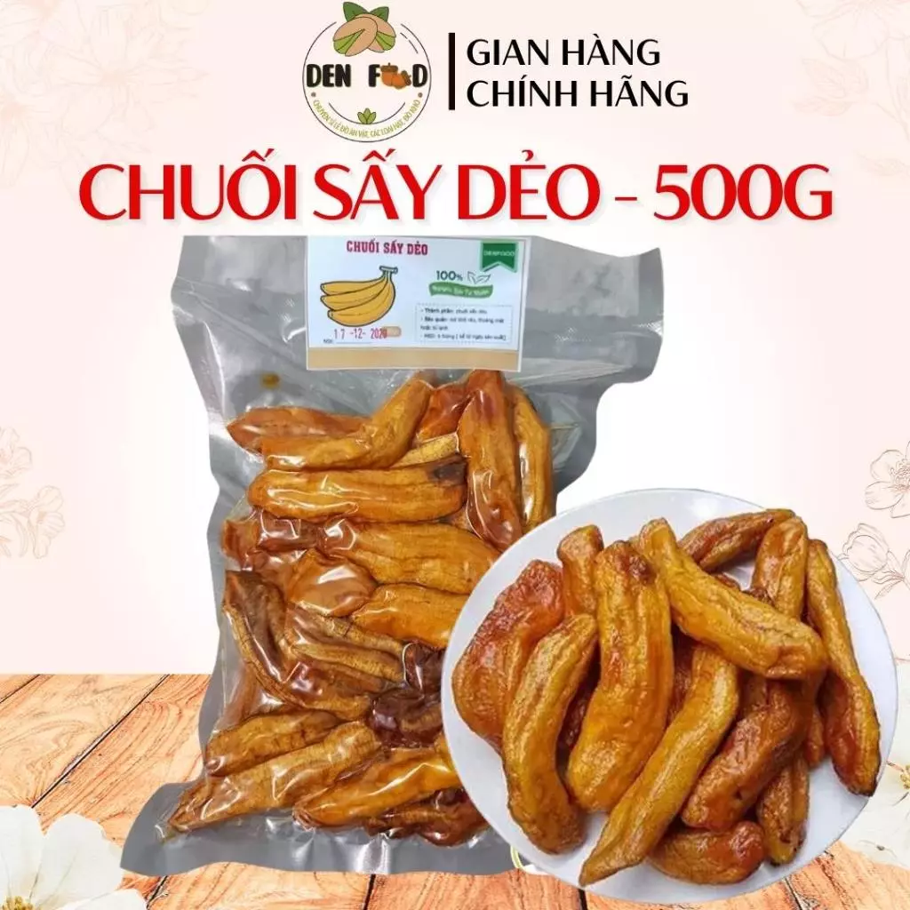 1kg Chuối sấy dẻo - Chuối nguyên trái sấy dẻo - Ăn Vặt Denfood