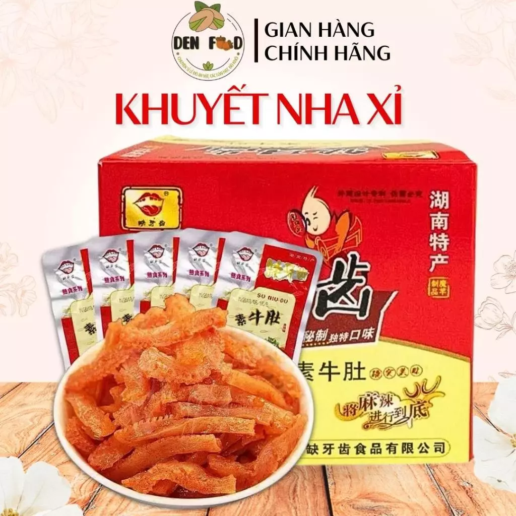 Hộp 30 Gói Khuyết Nha Xỉ Siêu Cay (Dạ dày bò chay) - Ăn Vặt Denfood