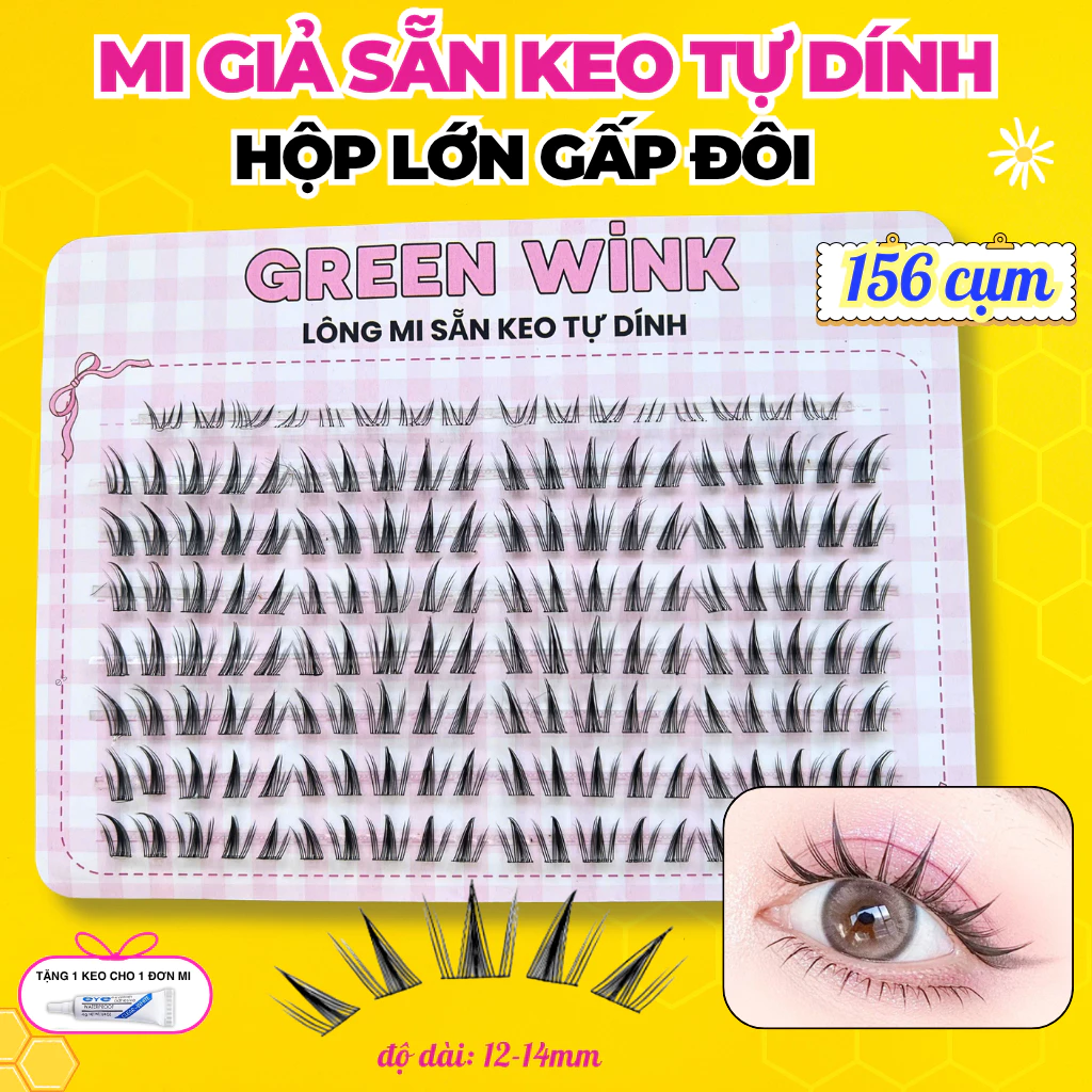 Mi Sẵn Keo Tự Dính Không Dùng Keo Hộp Lớn Dán Tái Sử Dụng Nhiều Lần Green Thuỷ Mi