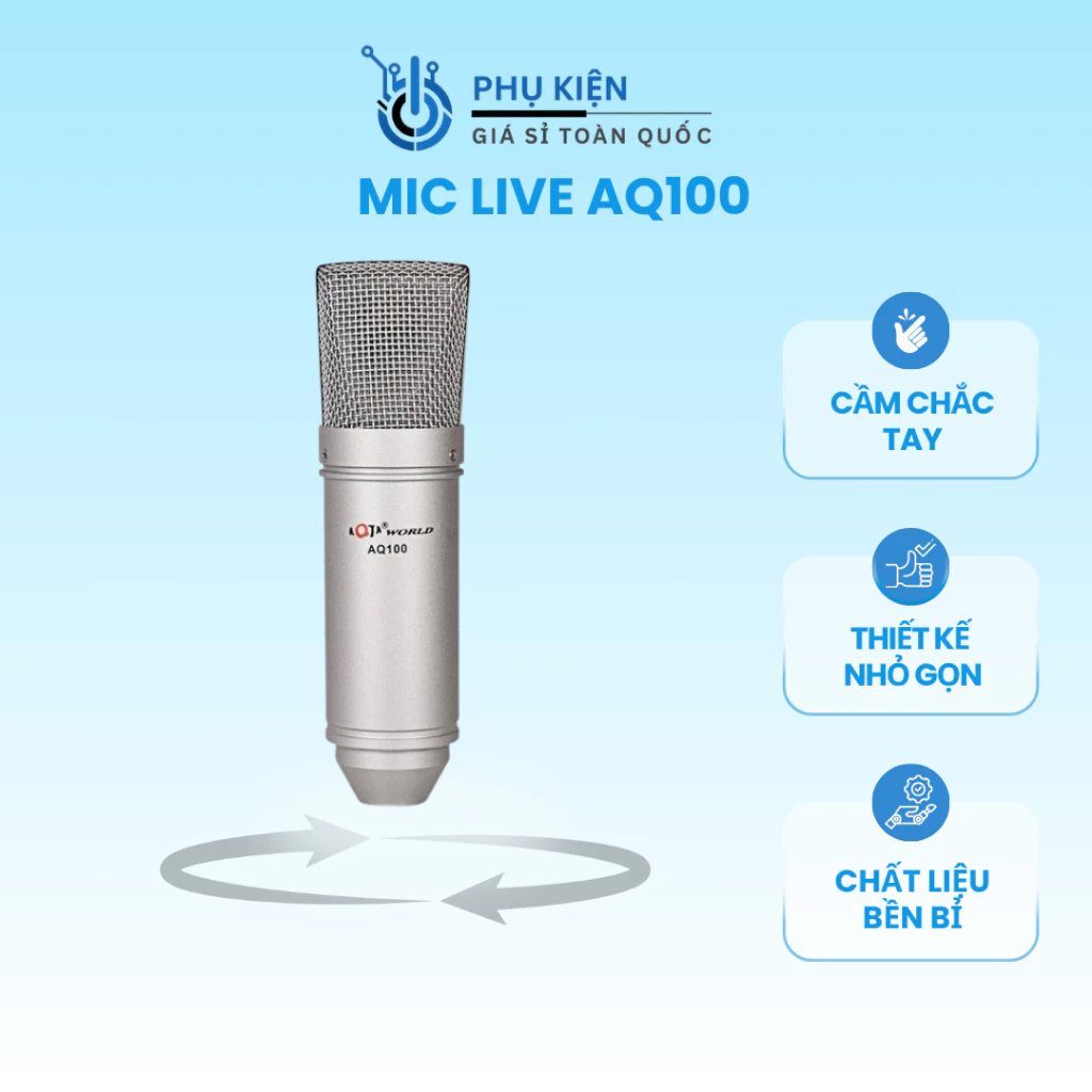 Mic Live AQ100 - dòng micro tiện lợi dành cho hát karaoke, livestream và thu âm cơ bản
