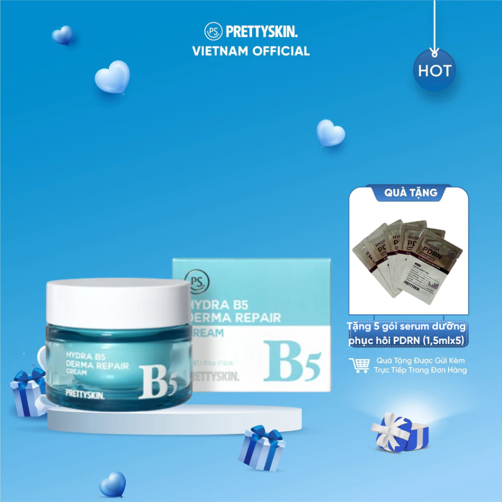 (Tặng 5 sample serum) Kem dưỡng ẩm giúp phục hồi B5 Prettyskin