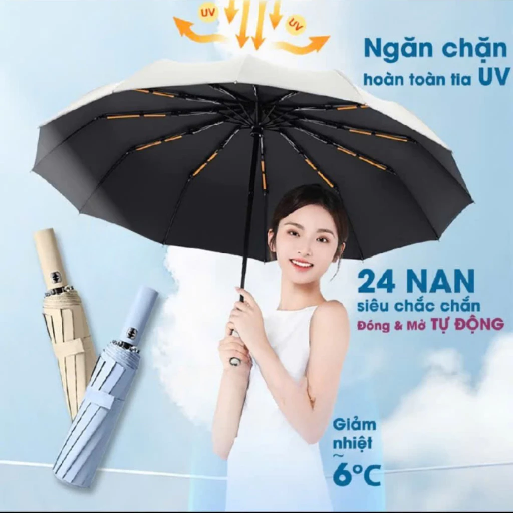 Dù Che Mưa Tự Động 60 Nan Chắc Chắn Tự Động Đóng Mở Chống Thấm Chống Tia UV