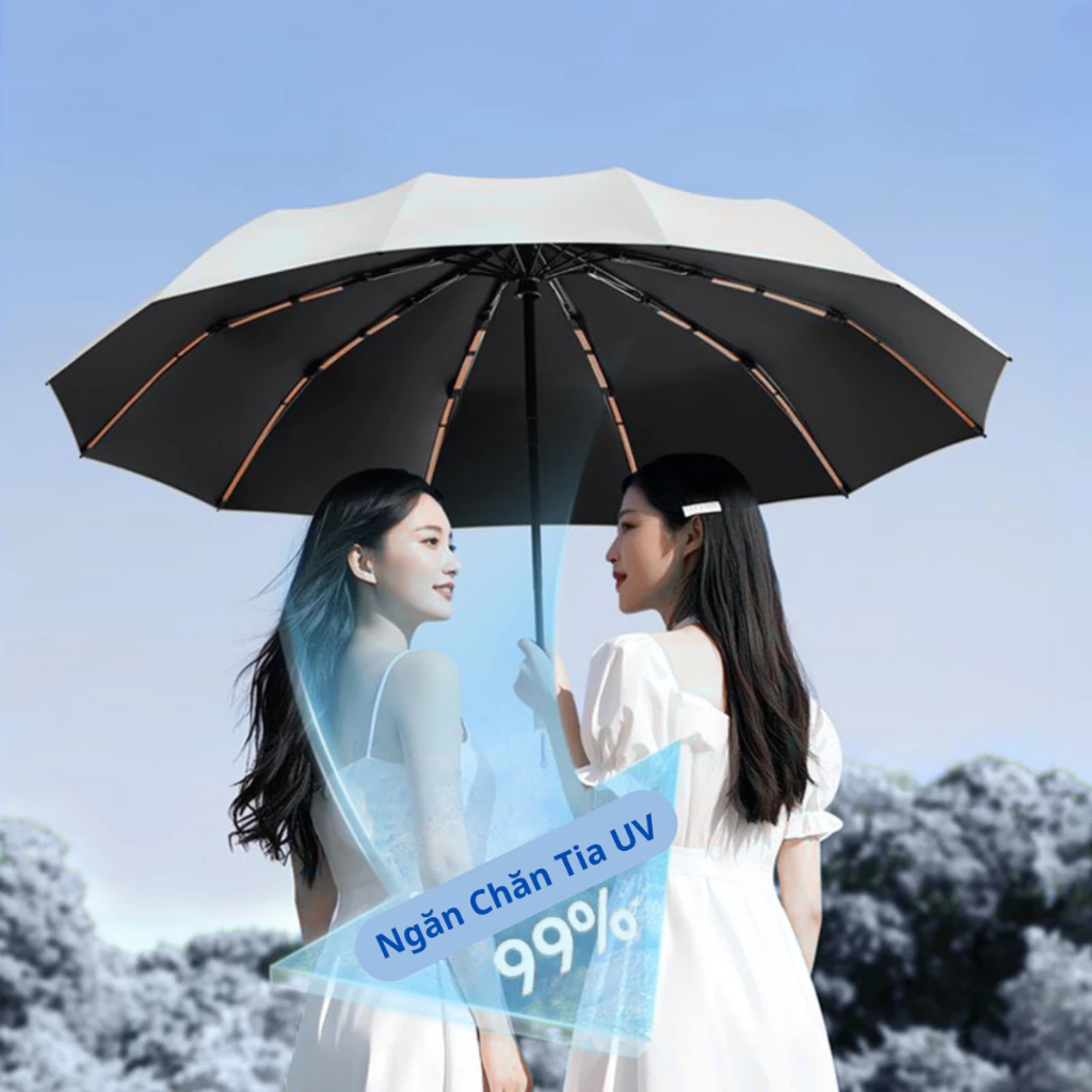 Ô Che Nắng Chống Tia UV Tự Động Gấp Gọn 2 Chiều, Dù Che Mưa Cầm Tay