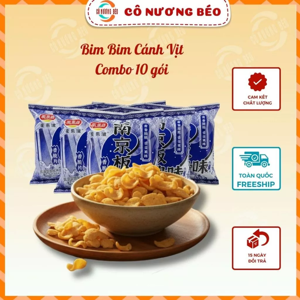 Snack Cánh Vịt Cay Nội Địa Trung Combo 10 Gói, Bim Bim Ăn Vặt Giòn Tan Hấp Dẫn Tiện Lợi