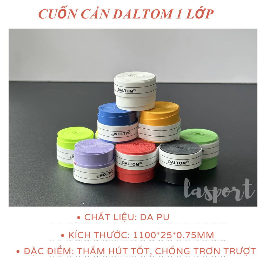 Quấn cán DALTOM 1 lớp hàng chính hãng, quấn cán vợt cầu lông, pickleball siêu bám tay, thấm hút mồ hôi