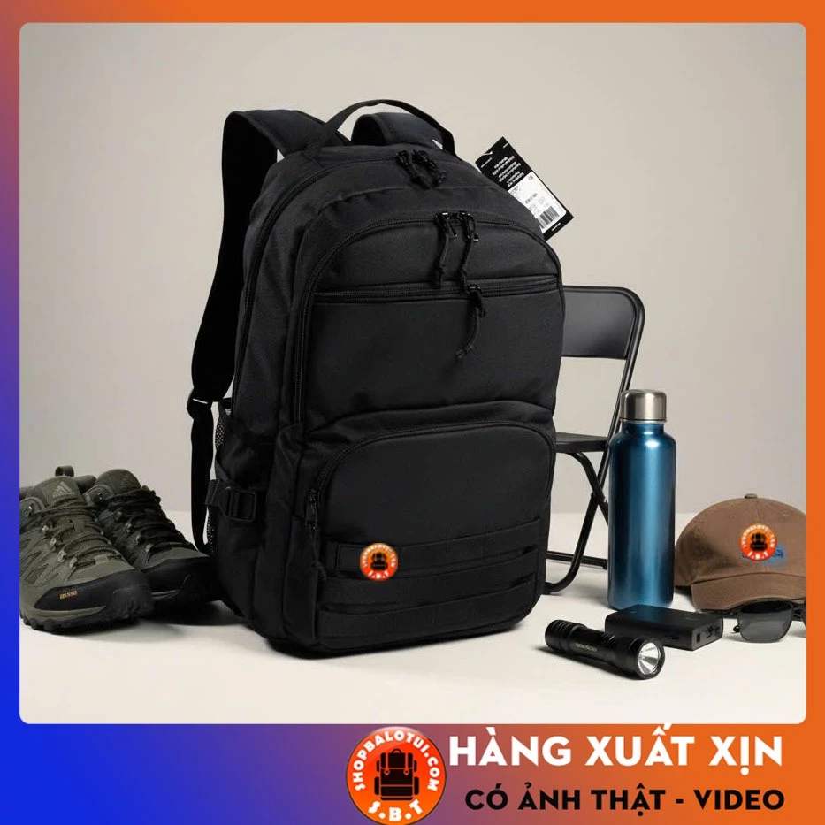 Balo Đi Học Nam Nữ Đựng Có Ngăn Đựng Laptop Chất Vải Màu Đen , Ba lô Thể Thao Công Sở Nhiều Ngăn Chống Nước JL