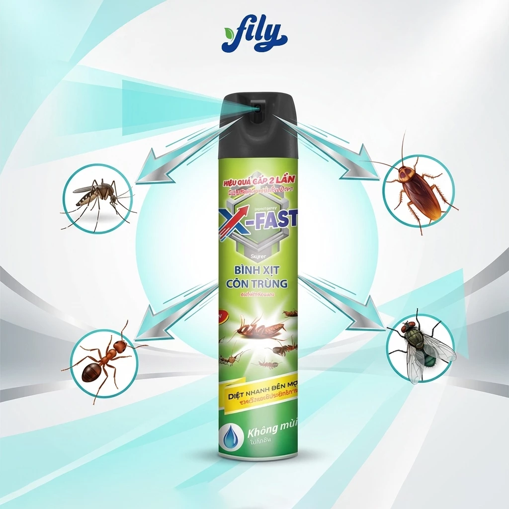 Bình Xịt Ruồi Muỗi Kiến Gián Côn Trùng 600ml X-Fast Nước Diệt Côn Trùng Trong Nhà Đa Năng
