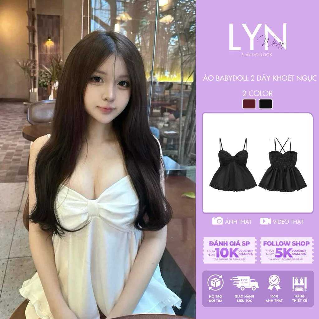 [ SUMMER TOP ] (HOẢ TỐC) Áo Babydoll 2 Dây Nữ Dáng Xòe Xinh – Thiết Kế Khoét Giữa Dễ Thương Đi Chơi Đi Biển