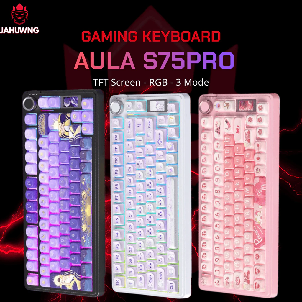 [Chính Hãng] Bàn Phím Cơ Gaming Aula S75 Pro - Có Màn Led Tùy Chỉnh - Led RGB Xuôi - 3 Mode Kết Nối