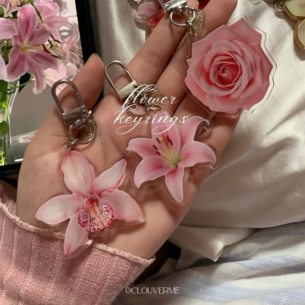 Móc Khóa Hoa Acrylic Sang Trọng, Thiết Kế Sống Động
