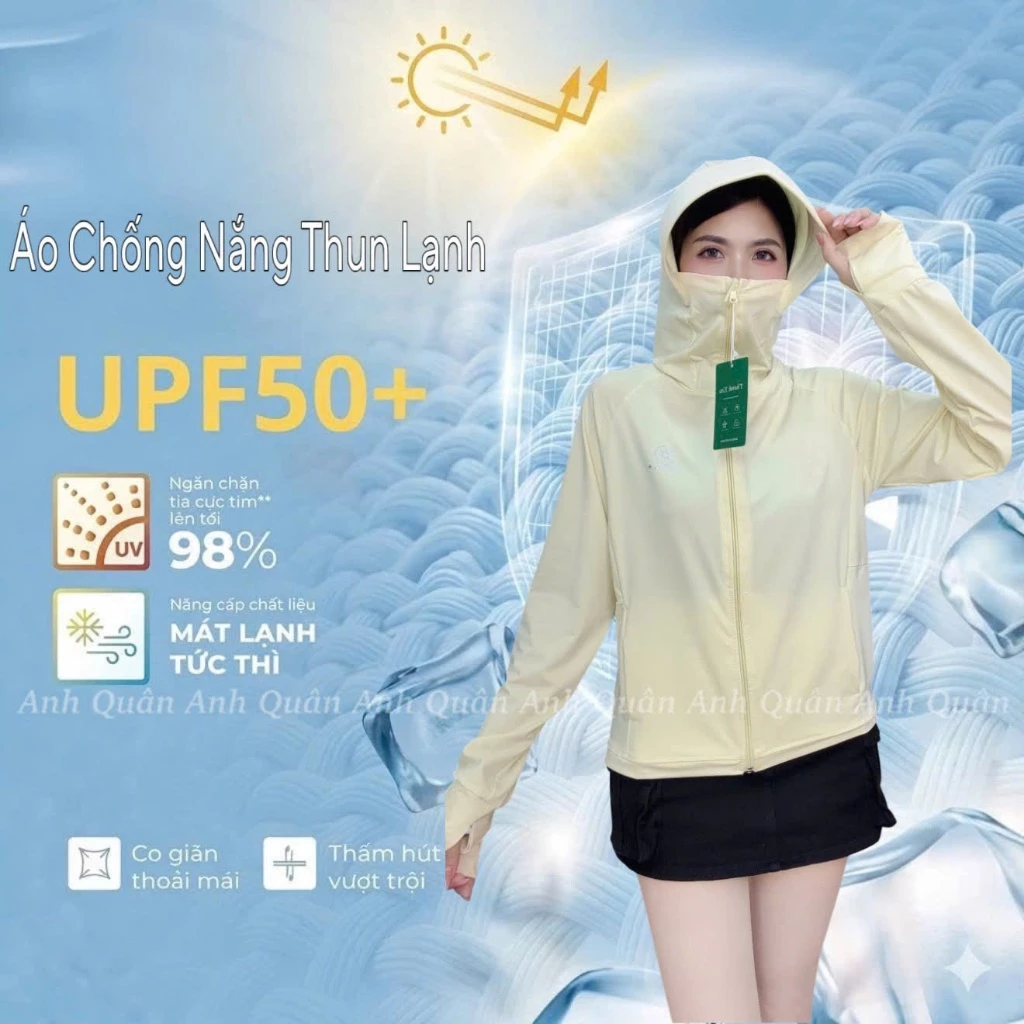 Áo Khoác Chống Nắng Nữ 1 Lớp Chất Liệu Thun Lạnh Mềm,Mịn,Thoáng Mát,Co Giãn,Chống Tia UV-AO1L
