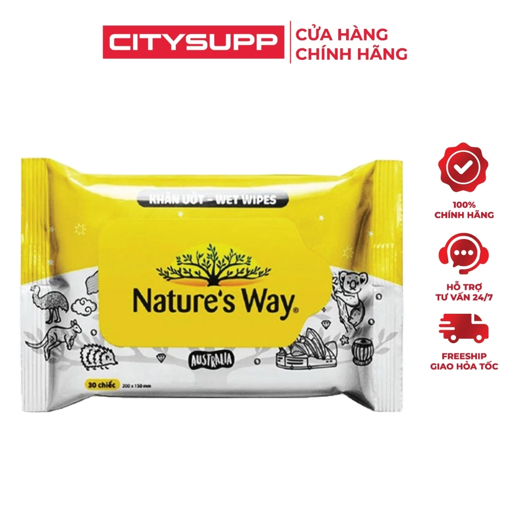 Khăn Ướt Nature's Way Wet Wipes - Không Mùi, Mềm Mại và An Toàn Cho Bé (Hàng Tặng Không Thu Tiền)