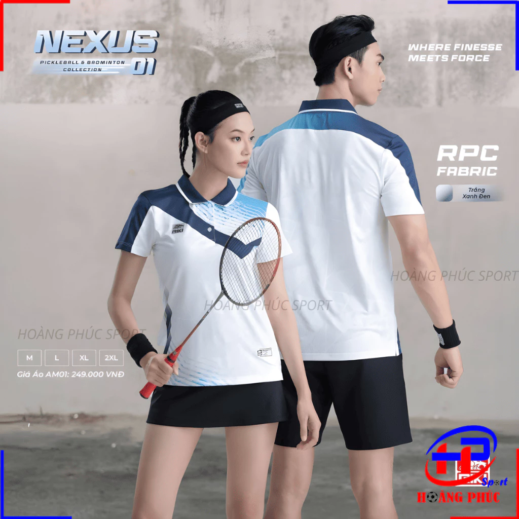 Áo thể thao RIKI NEXUS01 nam nữ cao cấp co giãn thoáng khí, áo cầu lông pickleball tennis thấm hút mồ hôi