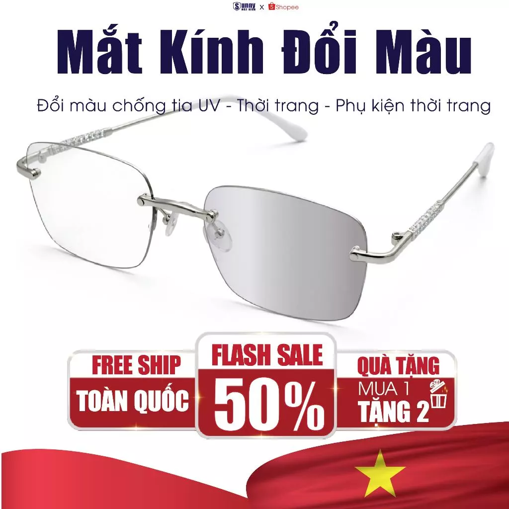 Kính Không Viền Đổi Màu Chống Tia Uv SUNNY MẮT KÍNH Phụ Kiện Thời Trang Thanh Lịch Sang Trọng