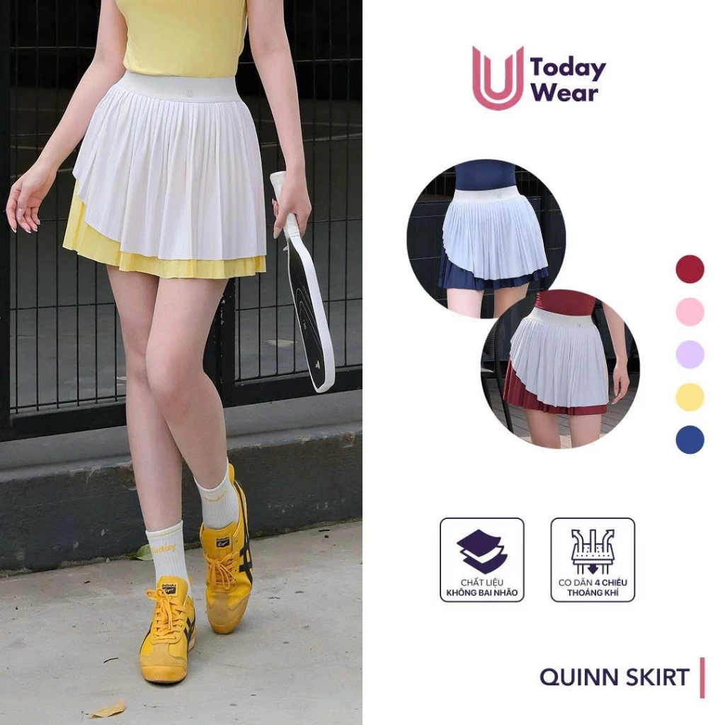 Chân váy ngắn thể thao xếp ly layer hai lớp Quinn skirt có sẵn quần bảo hộ Today U Wear