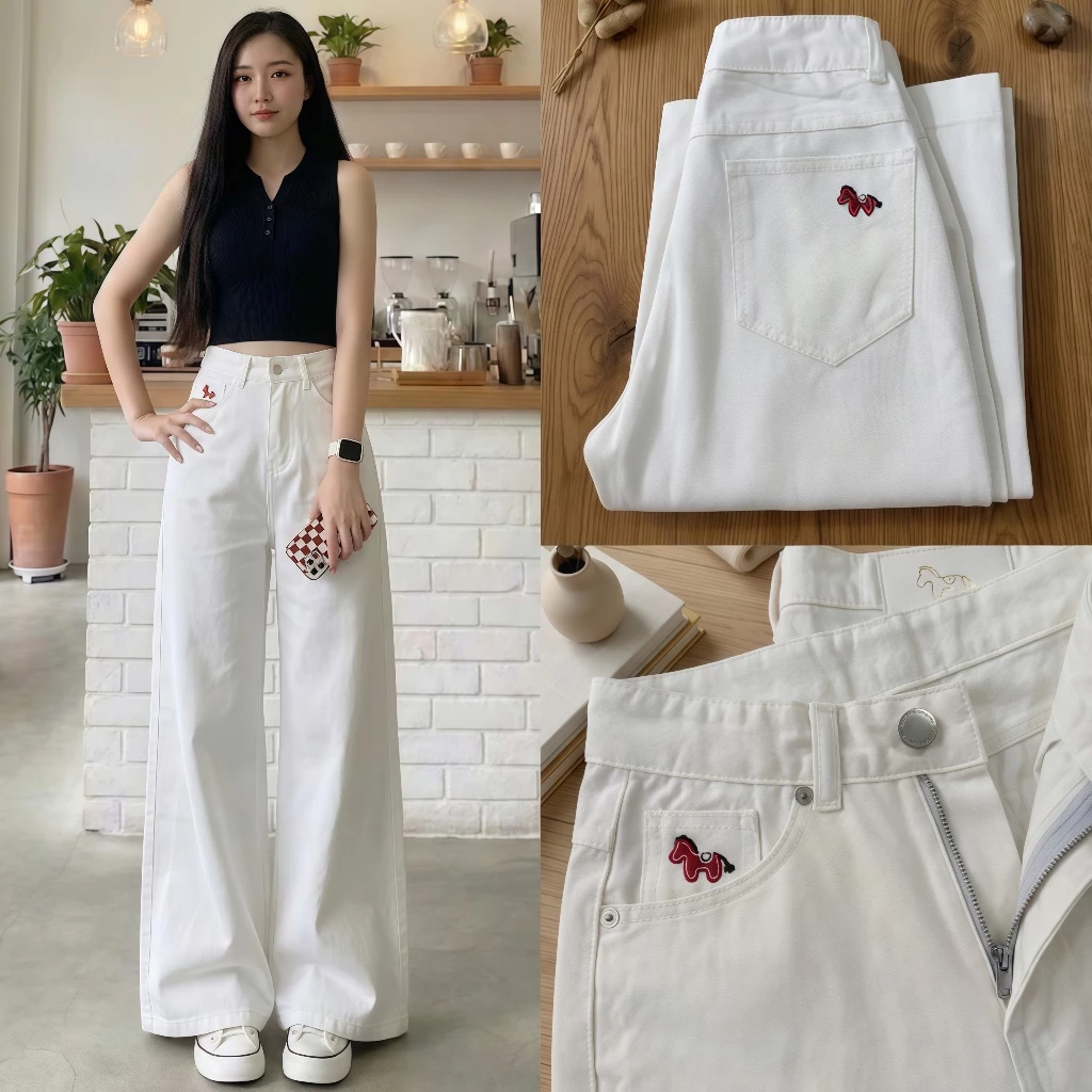 Quần Jean Bò Ống Suông Rộng Xuông Nữ CANA MS11 Jeans Cạp Cao Phong Cách