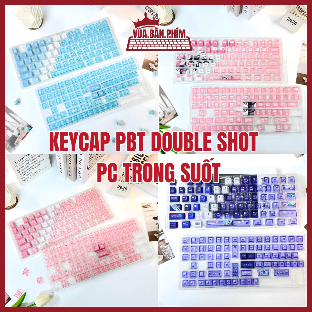 Keycap nhựa PBT PC , cherry profile, in nhiệt dysube, trong suốt chất lượng cao phù hợp nhiều layout bàn phím cơ