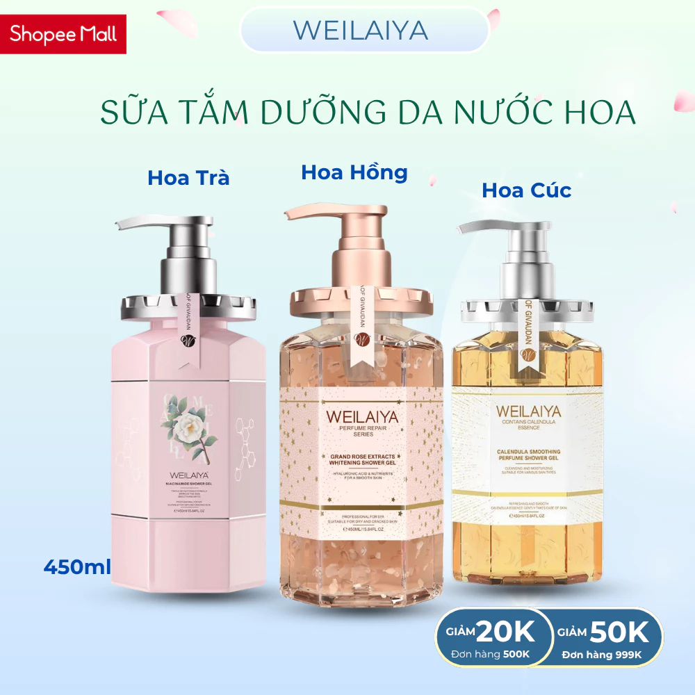 Sữa tắm Weilaiya sạch sâu dưỡng ẩm, dưỡng da body, 450ml đang được đối chiếu cho người mua tại Việt Nam