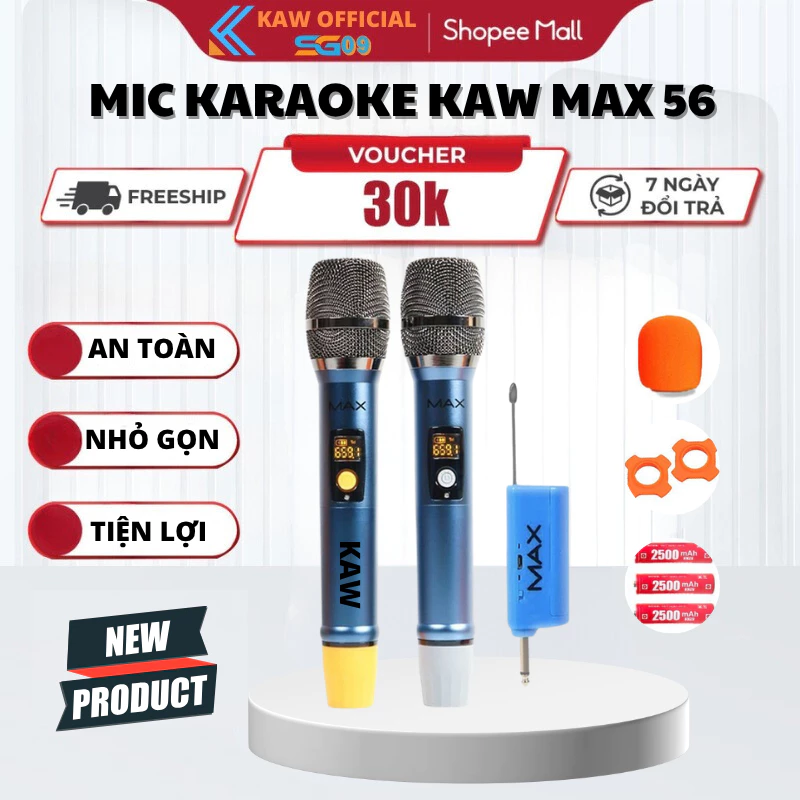 Micro Không Dây Đa Năng MAX 56 Thế Hệ Mới, Hát Nhạy Tích Hợp Cổng Sạc, Tiện Lợi, BH 12 Tháng