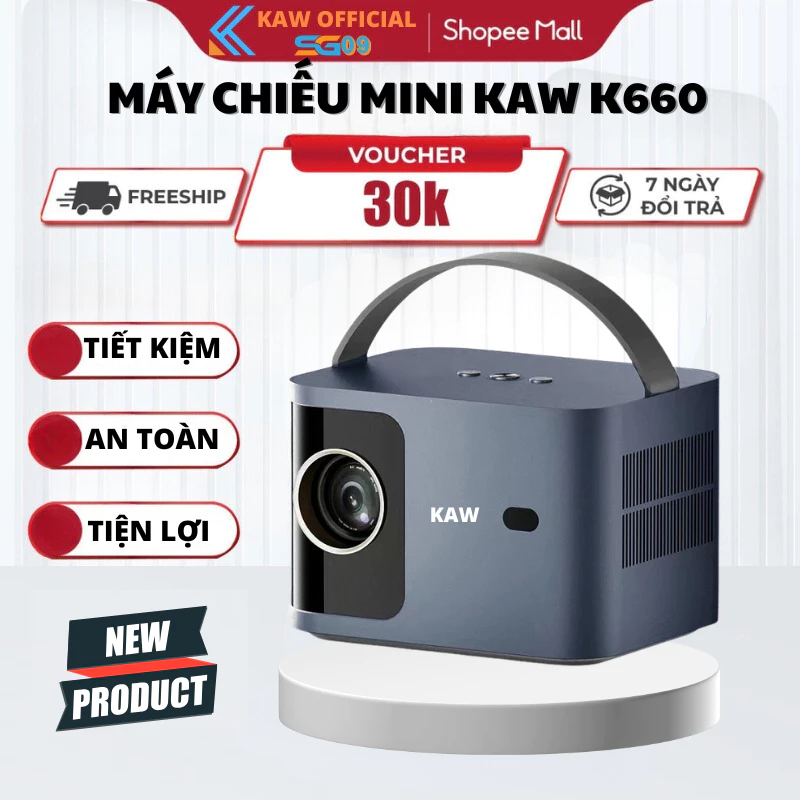Máy Chiếu Mini KAW K660 ,Độ Phân Giải Full HD, Độ Sáng 8000 Lumens, Kết Nối Ứng Dụng BH 24 Tháng