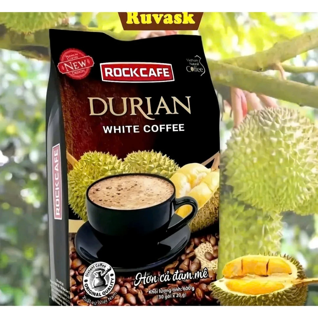 Thùng 15 bịch Cà Phê SẦU RIÊNG - cà phê DỪA Rockcafe Túi 30 gói x 20 g