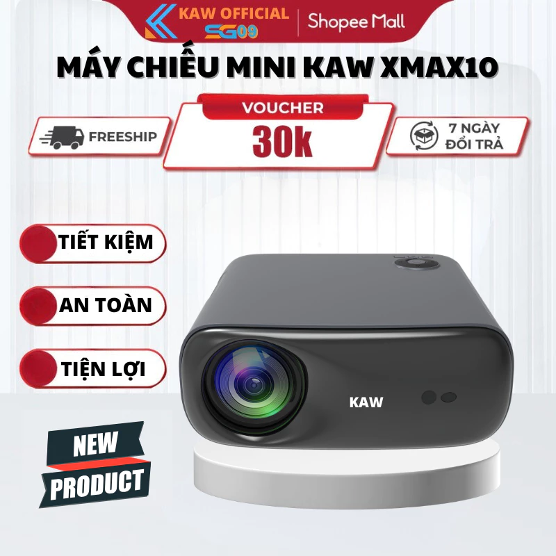 Máy Chiếu Mini KAW XMAX10 Siêu Sáng 12000 Lumens, Hỗ trợ 4K ,Âm Thanh to, Dạy học,Văn Phòng BH 3 Năm