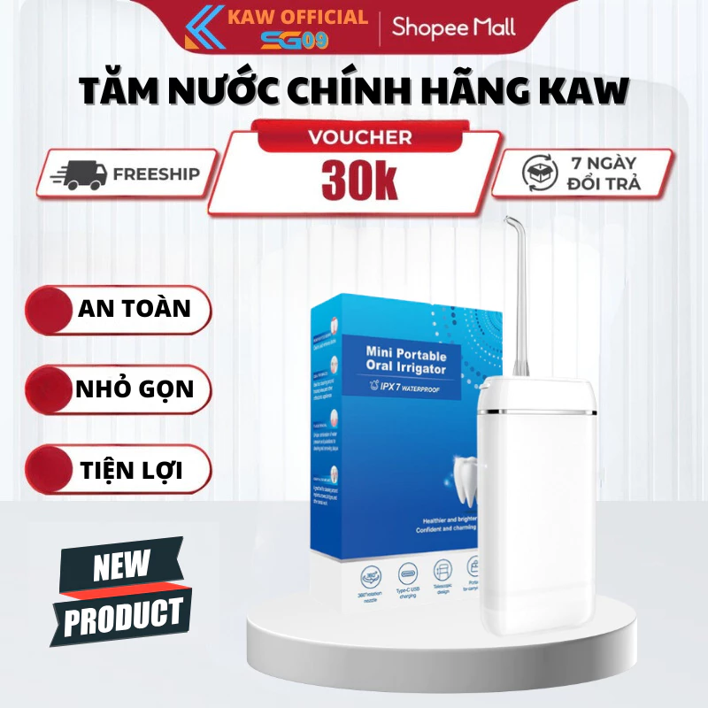 Tăm Nước Cầm Tay KAW 140ml Cao Cấp Vệ sinh Làm Sạch Răng Miệng Với 4 Đầu Xịt, Tiện lợi