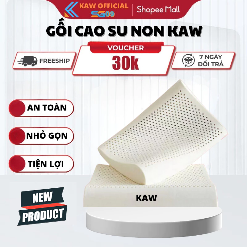 Gối Cao Su Non Cao Cấp KAW, Đàn Hồi Cao Mềm Mại Chống Đau Mỏi Vai Gáy Hỗ Trợ Giấc Ngủ