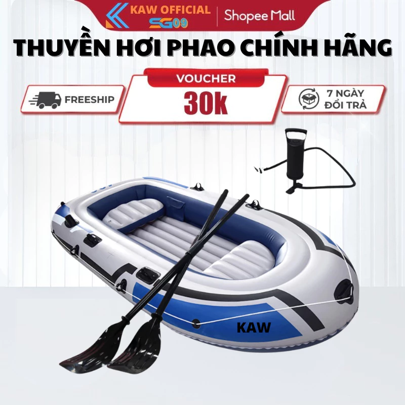 Thuyền Phao Bơm Hơi KAW, Xuồng Hơi Dành Cho 2-3 Người Du Lịch Dã Ngoại, Dày Dặn, Cao Cấp, Chắc Chắn