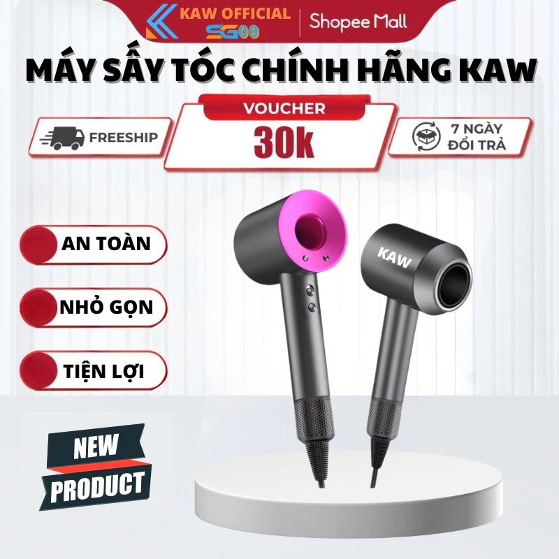 Máy Sấy Tóc KAW Tạo Kiểu Gấp Gọn, 2 Chiều Nóng Lạnh Công Suất 1600W, Bảo Hành 12 Tháng