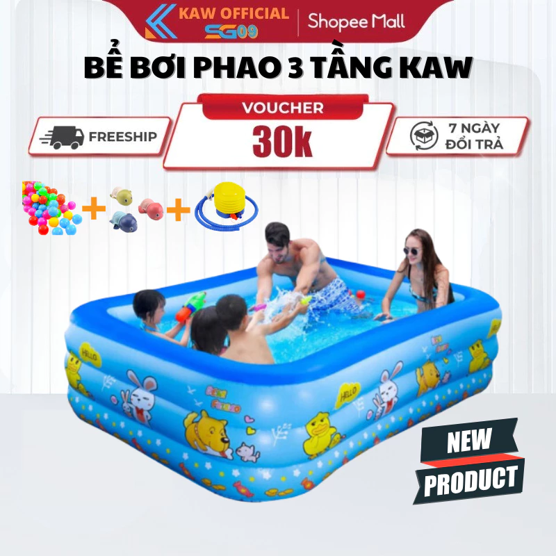 Hồ Bơi Cho Bé, Hồ Bơi Phao Trong Nhà 3 Tầng 3M, 2M6, 2m1,1m8,...Dày Dặn Bền Đẹp, Lỗi 1 Đổi 1