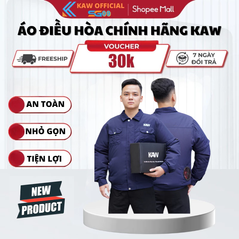 Áo Điều Hòa KAW Chính Hãng Pin 50.0000mah Công Nghệ Nhật Bản, Quạt Liên tục 10h-15h, Lỗi 1 Đổi 1