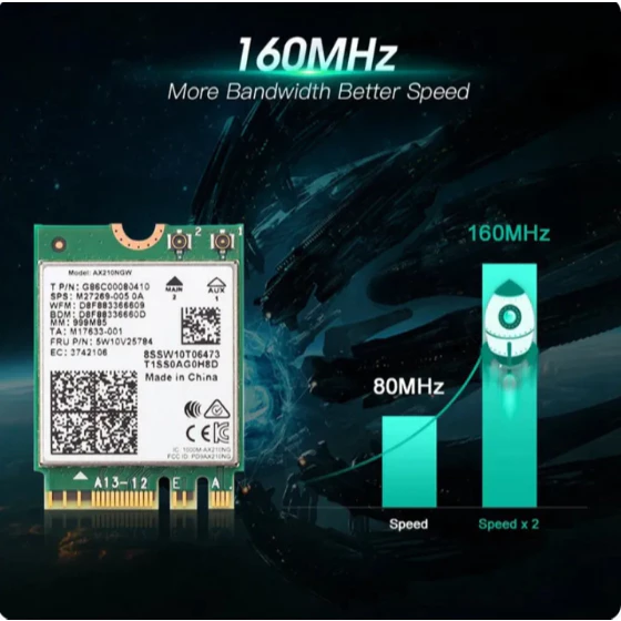 [ĐỌC KĨ MÔ TẢ] Card WiFi 6E  Intel AX210 + RTL8852CE Bluetooth 5.3/5.2 M.2 2230 NGW Laptop PC Tốc Độ Cao Ổn Định Zin