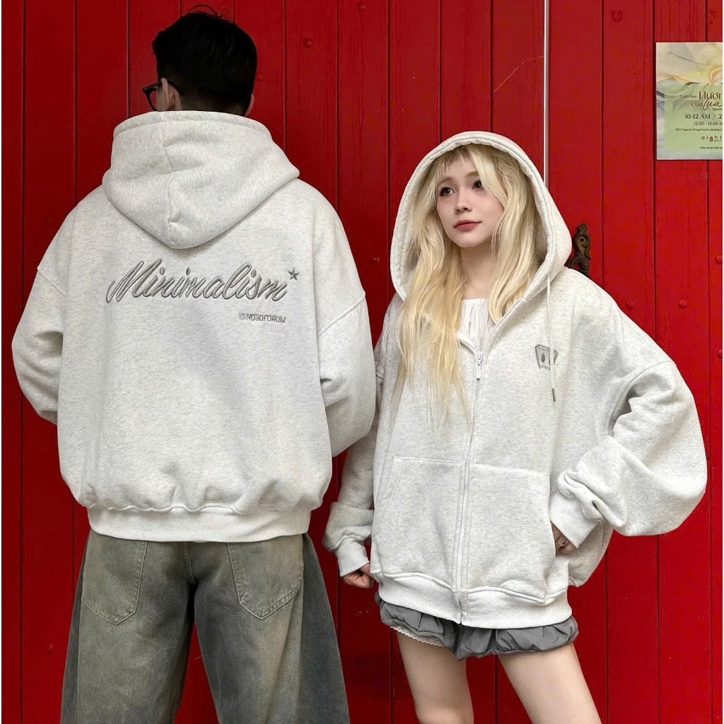 Áo Khoác Hoodie Zip COTTON Thêu Nổi NQ30 BLISS Form Boxy Form Rộng Nam Nữ Unisex (KHÔNG XÙ LÔNG)