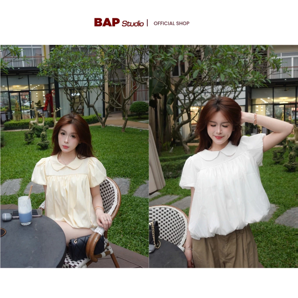Áo Babydoll Nữ Gió Su Mềm Cổ Sen Dáng Bí Tay Bồng – Áo Kiểu Tiểu Thư Hàn Quốc Nàng Thơ BAP Studio - A173
