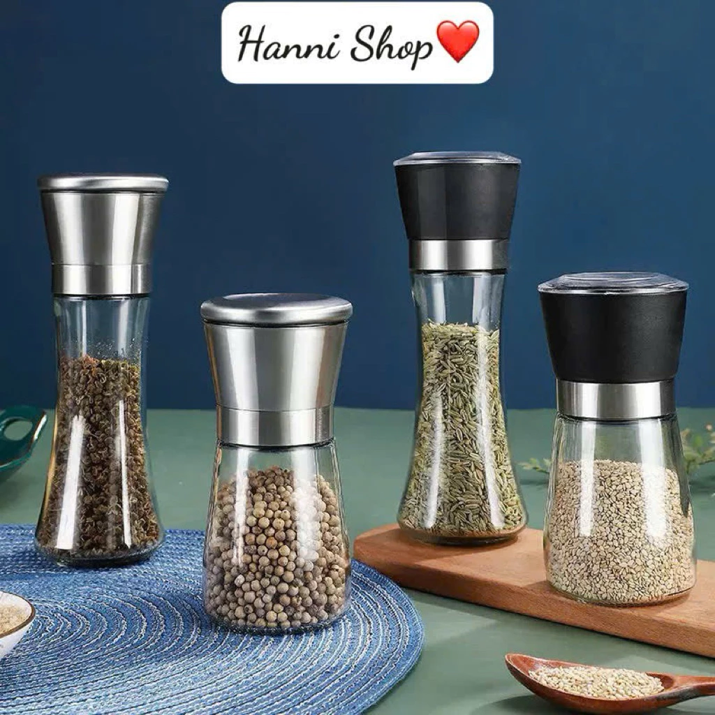 Dụng Cụ Xay Tiêu Cầm Tay Nắp Inox 304 Chống Han Gỉ Dáng Bầu & Cao Xay Nhuyễn Hạt HanniShop