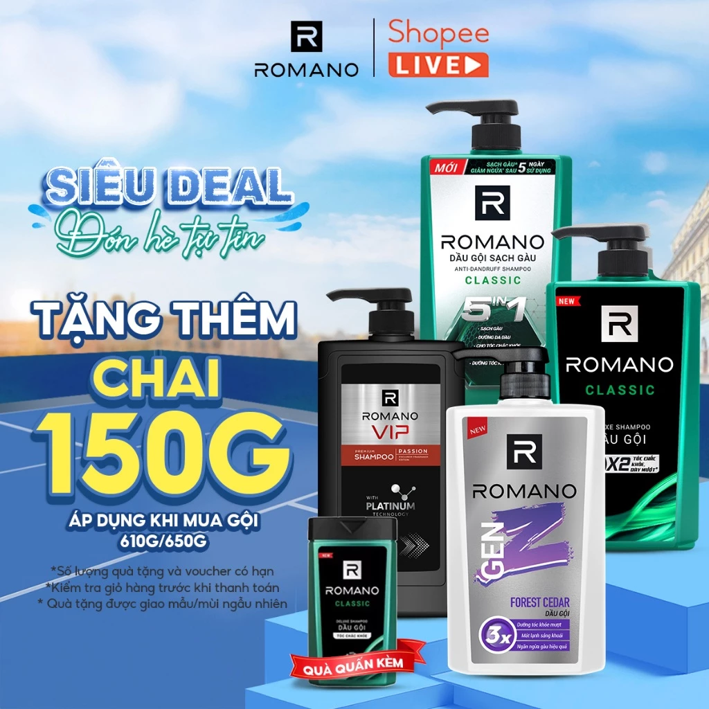 [DEBUT] [TẶNG Chai 150G] Dầu gội nam Romano Gen Z hương Sea Breeze/Forest Cedar 610g/chai (Tặng mùi ngẫu nhiên) - LIV