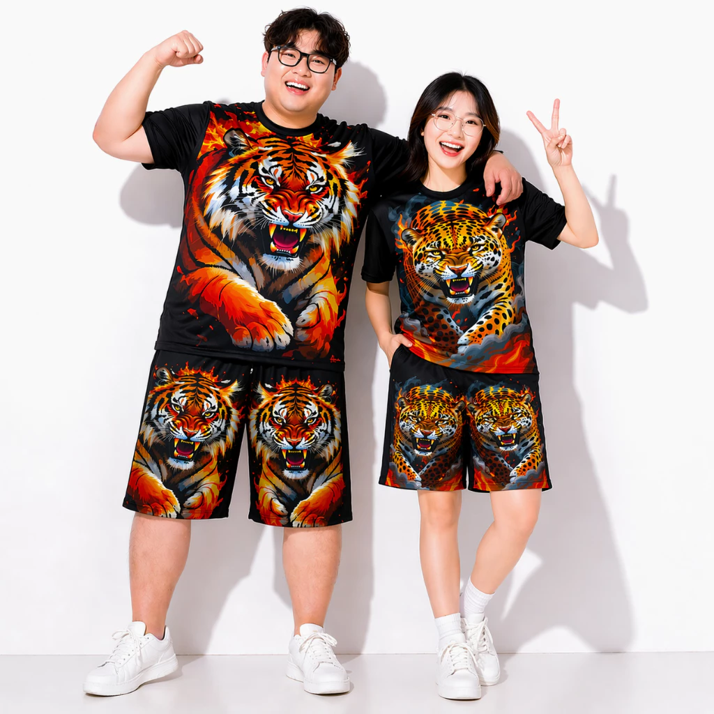 Bộ Đồ Unisex 3D Họa Tiết Thú Hoang Dã 30Kg-125Kg Bigsize, Đồ bộ thun bé trai kiểu dáng hình in Con Hổ Con Báo đẹp