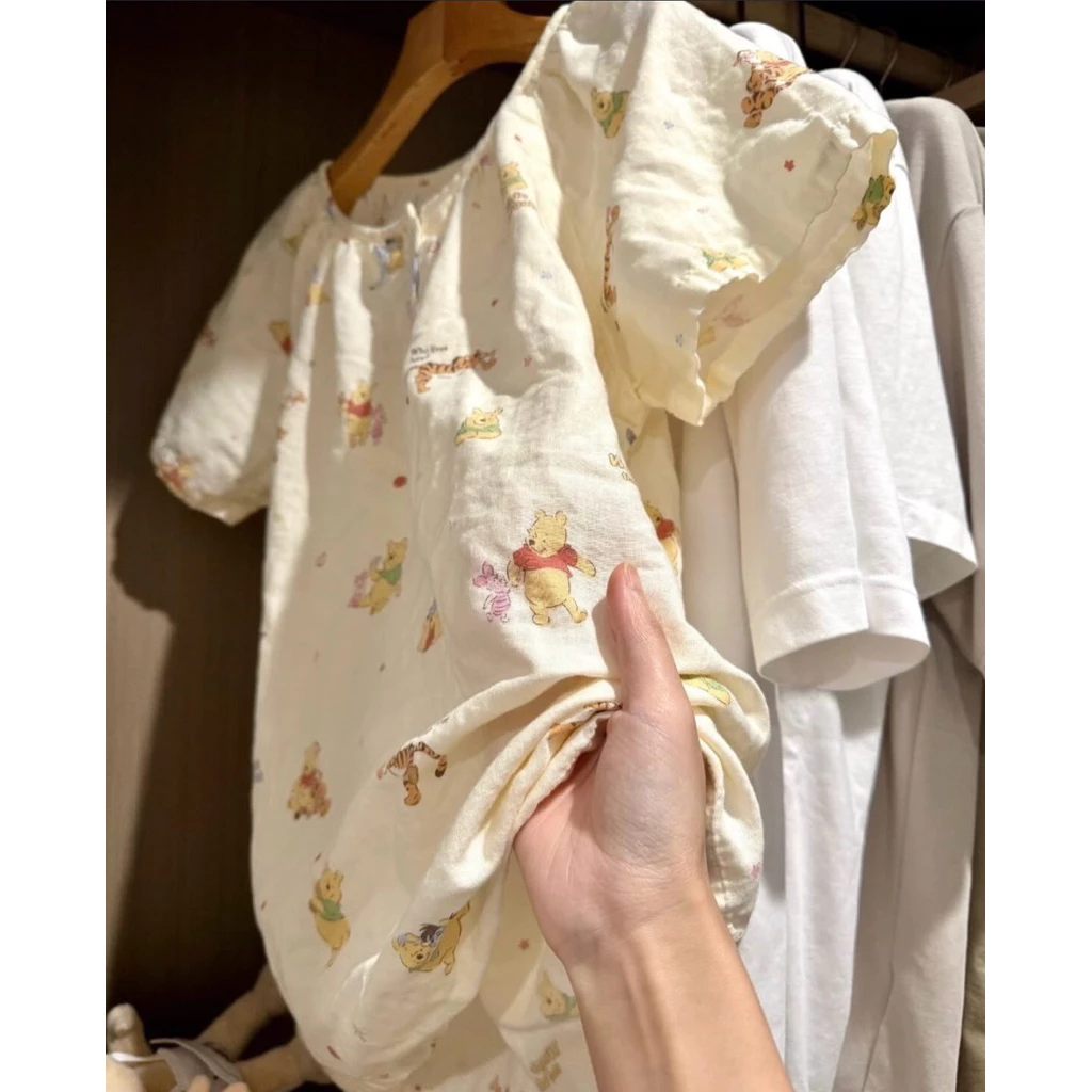 [2670] Set đồ ngủ pyjama cộc tay gấu Poh cho nữ chất cotton pha đũi mềm mât thoải mái hoạ tiết cute dễ thương xỉu