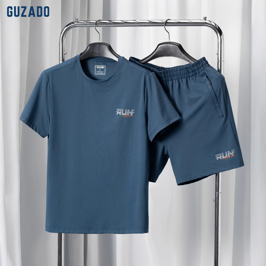 Bộ Thể Thao Nam GUZADO Vải Coolmax Cao Cấp, Mềm Mát da, Co Giãn Tốt Tập Gym Mặc Nhà GBT-GABT25S003