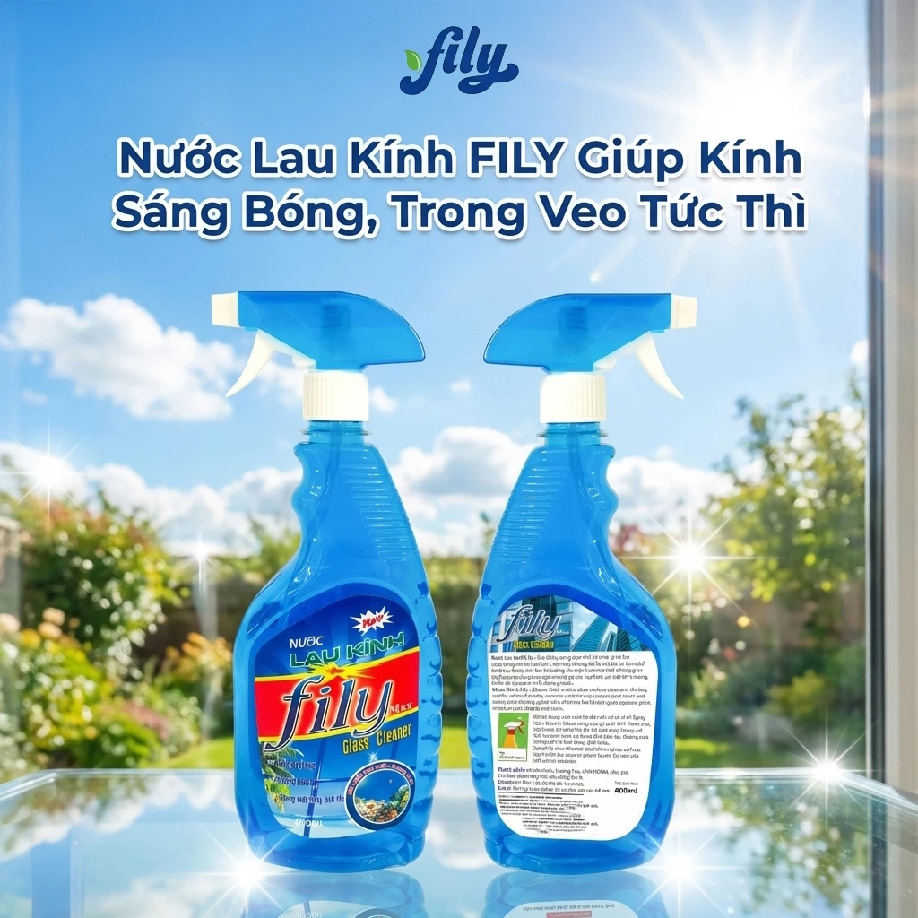 Nước lau kính Siêu Nhanh 600ml Fily Chai Xịt Lau Cửa Kính Đa Năng Sạch Trong Suốt Không Tỳ Vết