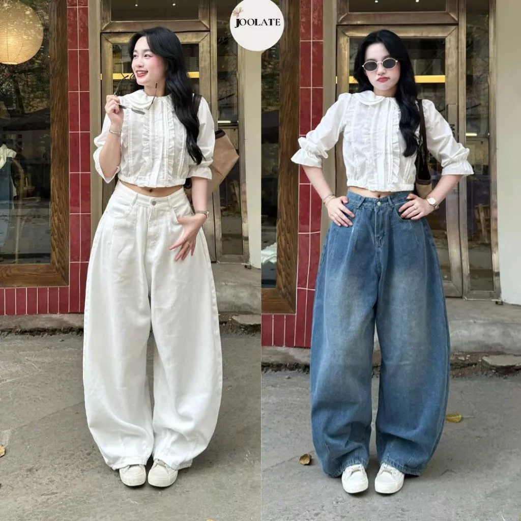 Quần Jeans Ống Cong Hottrend Phom Unisex Joolate _Quần jeans ống cong form rộng nam nữ phong cách bom màu wash retro
